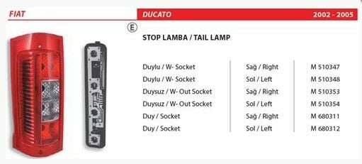 ARKA STOP SAĞ 02--> PEUGEOT BOXER 2 Y.M