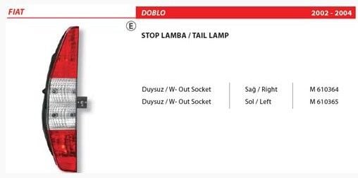 ARKA STOP SOL FİAT DOBLO 02-04 DUYSUZ