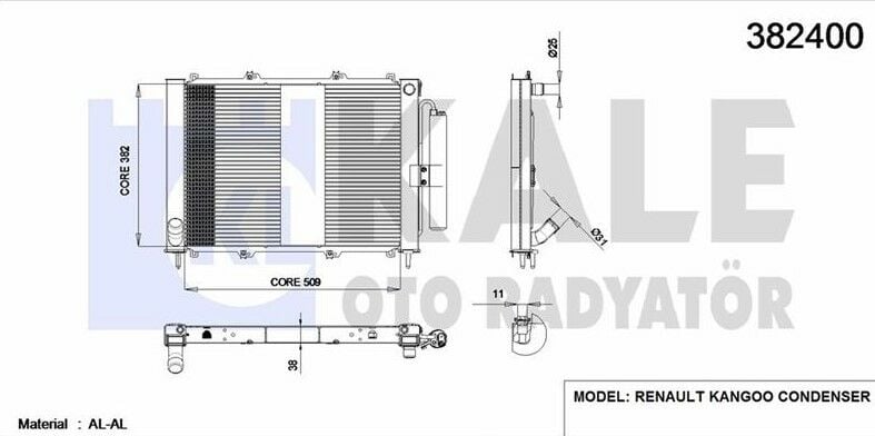 SU RADYATÖRÜ KLİMALI TÜPLÜ 1.5 DCİ RENAULT KANGO