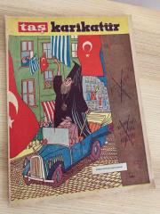 TAŞ KARİKATÜR | SAYI: 20 | KAPAK: TURHAN SELÇUK | 25 ŞUBAT 1959 | Kıbrıs İhtilafı Halledildi Kızıl Papaza Ölüm