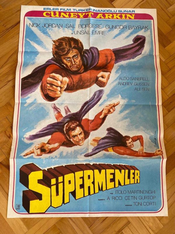 SÜPERMENLER FİLM AFİŞİ No. 1 ve No.2 Set | CÜNEYT ARKIN, NICK JORDAN, SAL BORGESE, GÜNGÖR BAYRAK, ÜNSAL EMRE