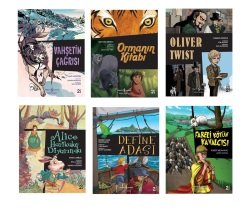 Çizgilerle Klasikler 6 kitap Set Alice Harikalar Diyarında -Fareli Köyün Kavalcısı -Define Adası -Vahşetin Çağrısı -Orman Kitabı -Oliver Twist
