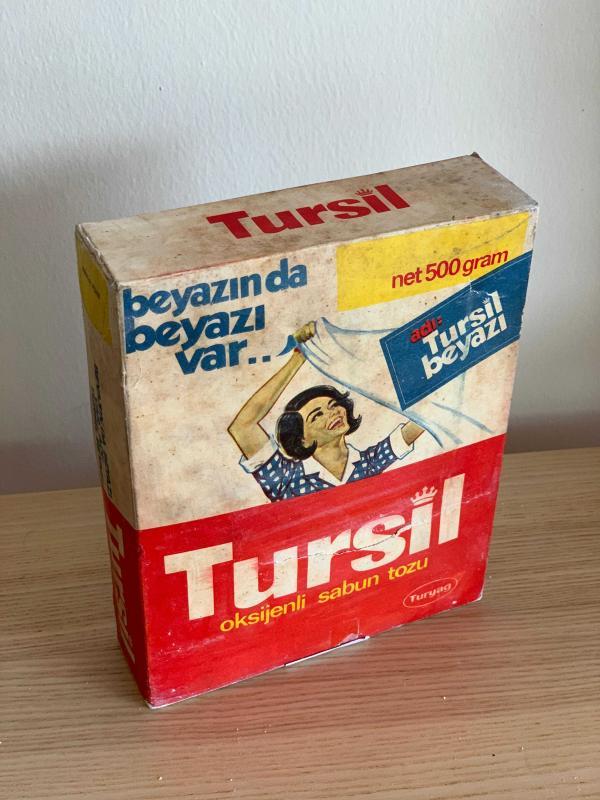 Yeni Büyük Kutu 1970 Tarihli Turyağ Tursil Oksijenli Sabun Tozu, 500 gr, Kutusunda, Dolu