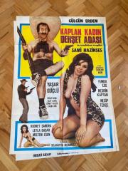 KAPLAN KADIN DEHŞET ADASI Yerli Film Afişi | Gülgün Erdem, Sami Hazinses, Funda Ege | 1972
