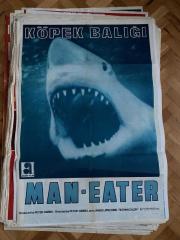 KÖPEK BALIĞI MAN-EATER BELGESELİNİN AFİŞİ YÖNETMENLER: PETER GIMBEL 1971 Çok Nadir Bulunur | Akün Film