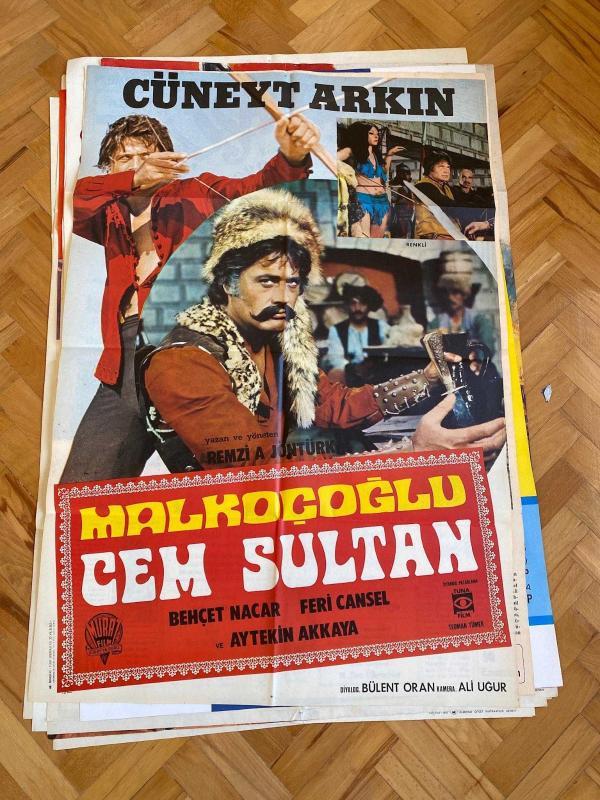 MALKOÇOĞLU CEM SULTAN FİLMİNİN AFİŞİ OYNAYANLAR: CÜNEYT ARKIN, BEHÇET NACAR, FERİ CANSEL, AYTEKİN AKKAYA