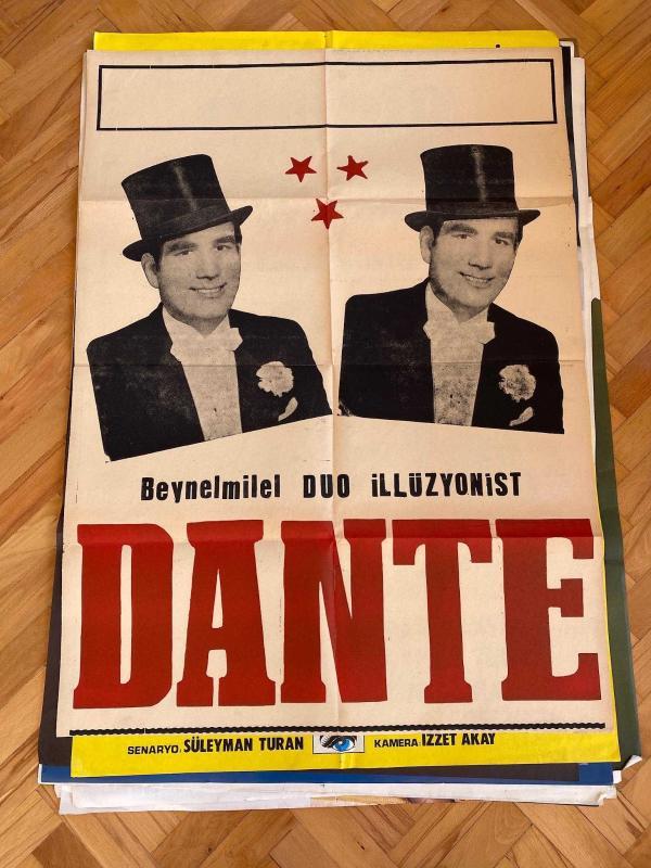 Beynelmilel DUO İllüzyonist DANTE | Sirk Afişi 1940'lar | Suare yazısız, Taş Baskı, Sahte Harry August Jansen Sirklerde