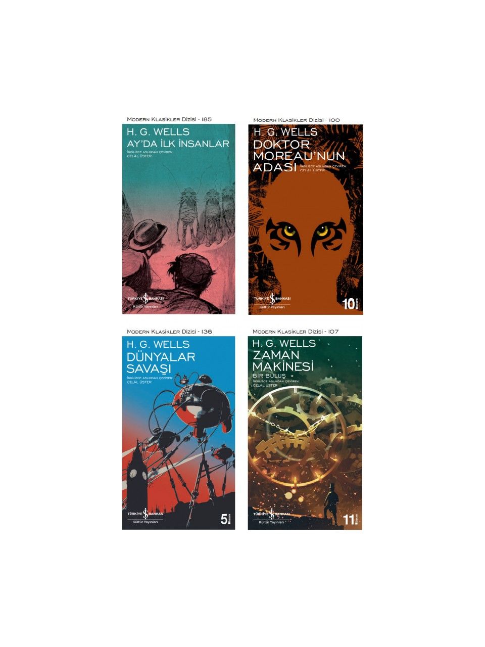 H. G. Wells 4 Kitap Bilimkurgu Seti / Ay'da Ilk Insanlar - Doktor Moreau'nun Adası - Dünyalar Savaşı - Zaman Makinesi