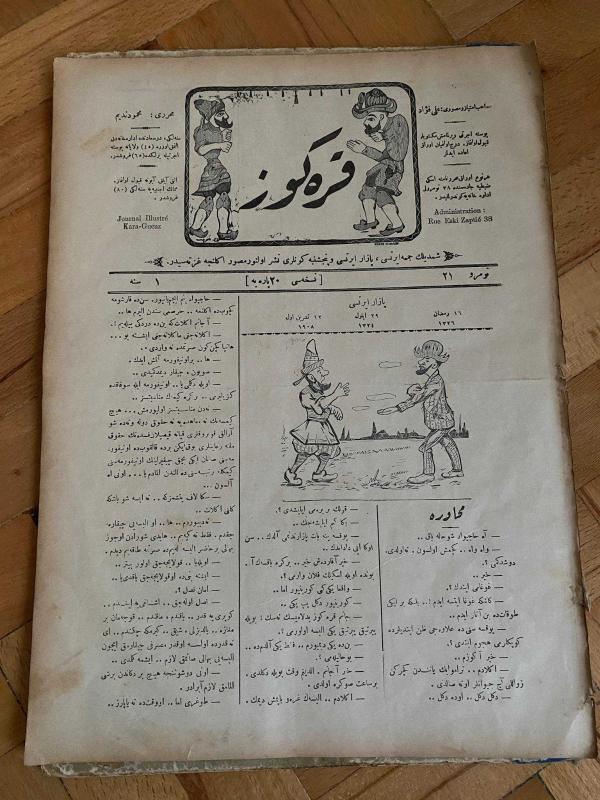 KARAGÖZ OSMANLICA NO.21 MİZAHİ HALK GAZETESİ 1908 | Sene 1