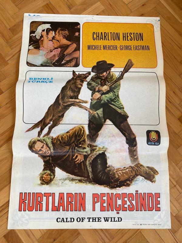 KURTLARIN PENÇESİNDE FİLMİNİN AFİŞİ OYUNCULAR: CHARLTON HESTON, MICHELE MERCIER, GEORGE EASTMAN