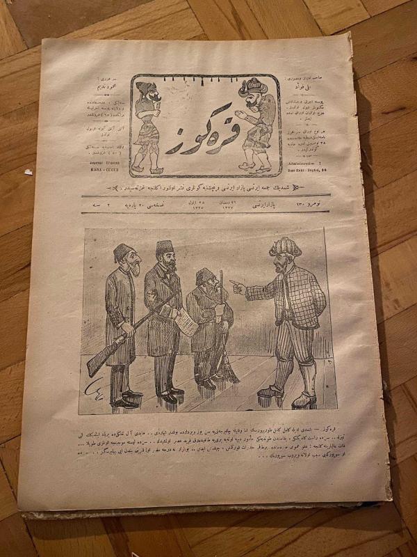 KARAGÖZ OSMANLICA NO.130 MİZAHİ HALK GAZETESİ 1909 | Sene 2 | Karagöz komutada