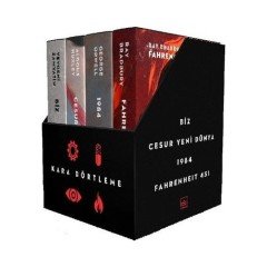 Kara Dörtleme Kutu Set (Ciltli) - Aldous Huxley - George Orwell - Ray Bradbury Yevgeniy - İvanoviç Zamyatin