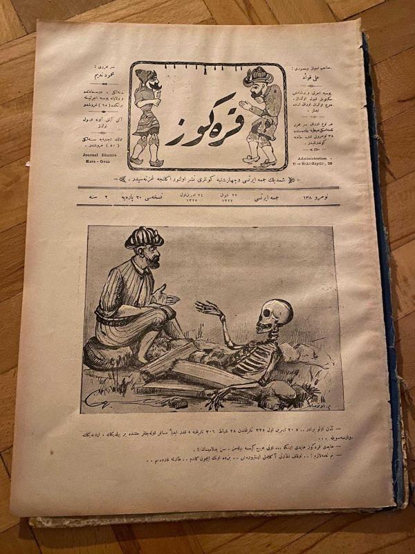 KARAGÖZ OSMANLICA NO.138 MİZAHİ HALK GAZETESİ 1909 | Sene 2 | Karagöz İskeletle Monologda