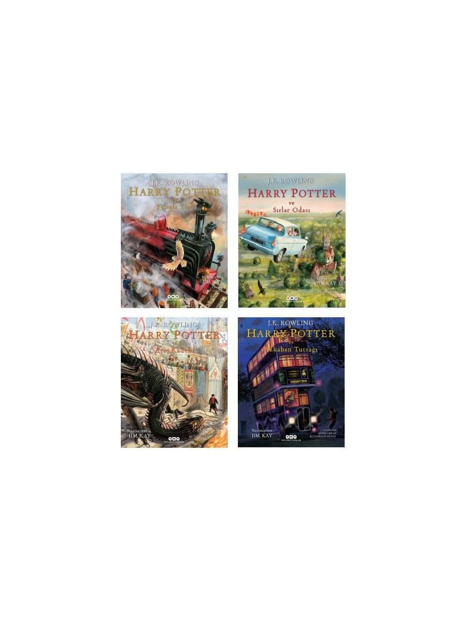 Harry Potter Serisi Ciltli Resimli Özel Baskılar 4 Kitap Set - Felsefe Taşı - Sırlar Odası - Ateş Kadehi - Azkaban Tutsağı -  Jim KAY