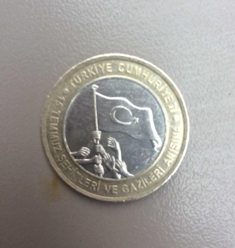 TÜRKİYE CUMHURİYETİ ÇİL 1 TÜRK LİRASİ 15 TEMMUZ ŞEHİTLERİ VE GAZİLERİ ANISINA 2016