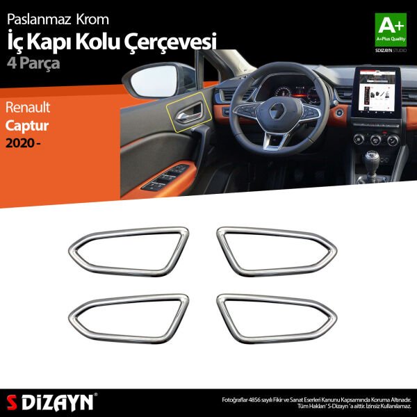 Renault Captur 2 Krom İç Kapı Kolu Çerçevesi 2020 2021 2022 2023 2024 2025