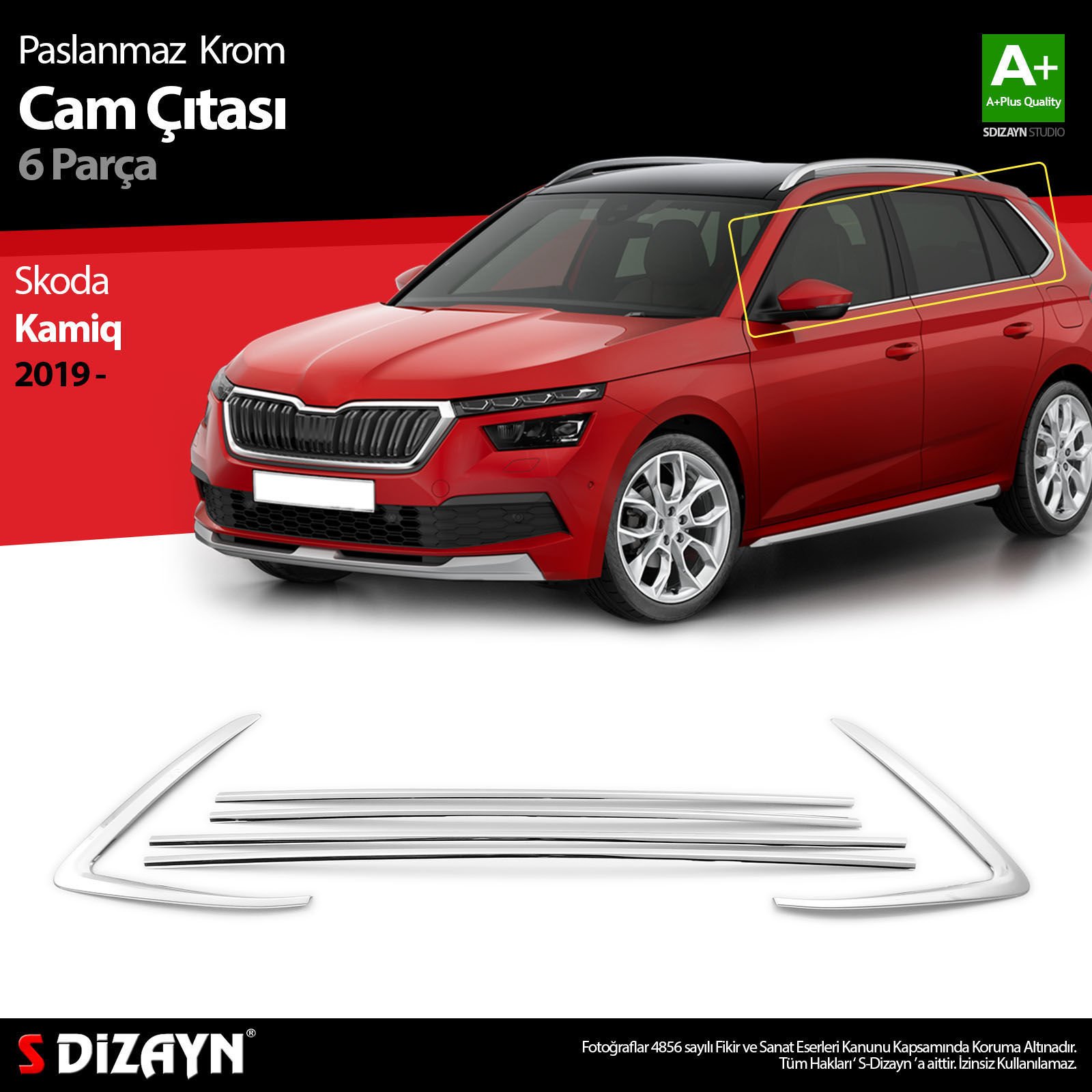 Skoda Kamiq Krom Cam Çıtası 6 Prç 2019 2020 2021 2022 2023 2024 2025