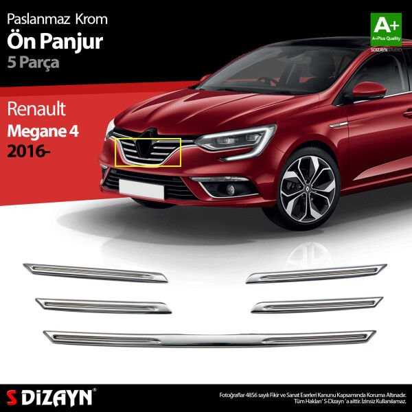 Renault Megane 4 Krom Ön Panjur 5 Prç. 2016 2017 2018 2019 2020