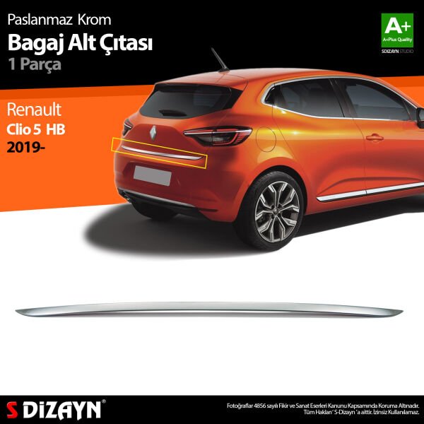 Renault Clio 5 Krom Bagaj Alt Çıtası 2019 2020 2021 2022 2023 2024 2025