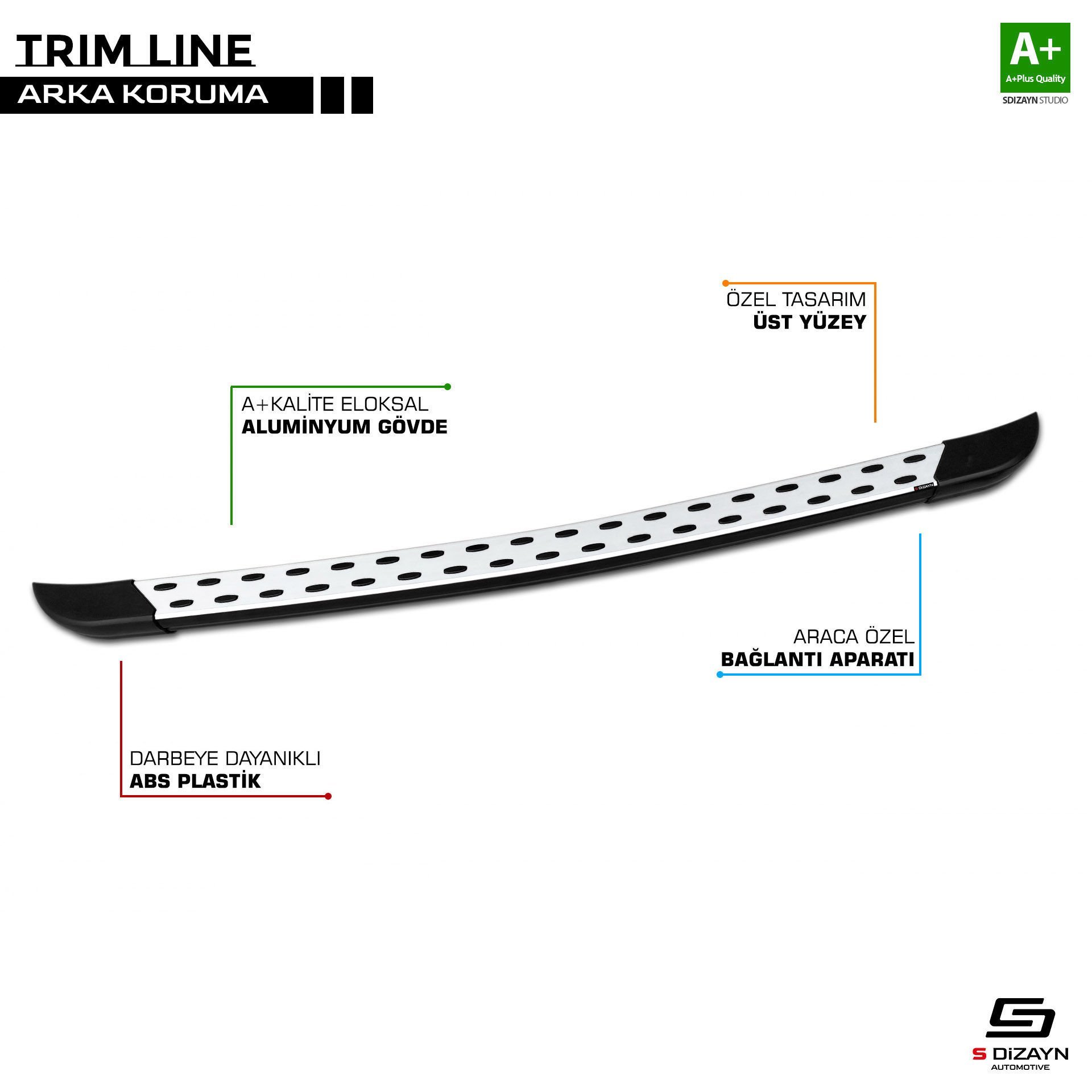 VW Transporter T5 TrimLine Gri Arka Koruma 2003 2004 2005 2006 2007 2008 2009 2010 2011 2012 2013 2014 2015