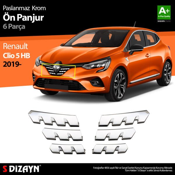 Renault Clio 5 Krom Ön Alt Panjur 6 Prç. 2019 2020 2021 2022 2023
