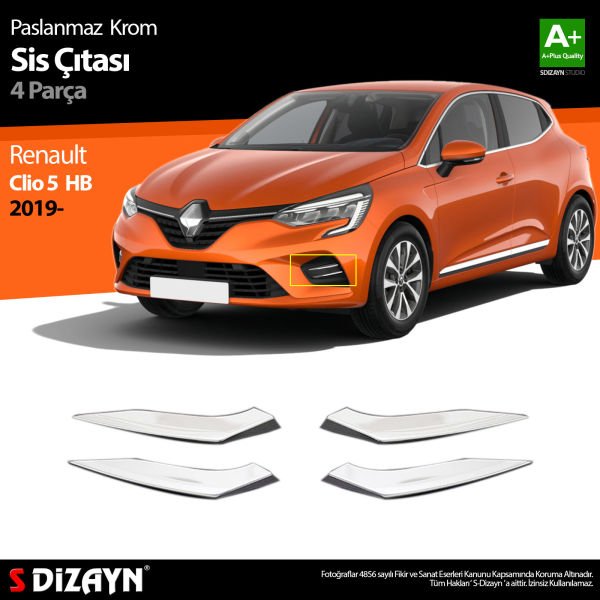 Renault Clio 5 Krom Sis Çıtası 4 Prç. 2019 2020 2021 2022 2023