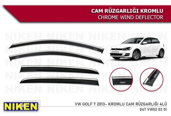 VOLKSWAGEN GOLF  2013 2014 2015 2016 2017 2018 2019 2020 2021 2022 2023 MODEL KROMLU CAM RÜZGARLIĞI