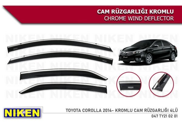 TOYOTA COROLLA 2013 2014 2015 2016 2017 2018 2019 KROMLU CAM RÜZGARLIĞI