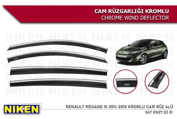 MEGANE 3 2011 2012 2013 2014 2015 KROMLU CAM RÜZGARLIĞI NİKEN