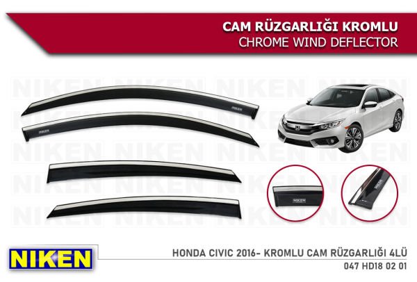 HONDA CİVİC 2016 2017 2018 2019 2020 KROMLU CAM RÜZGARLIĞI NİKEN