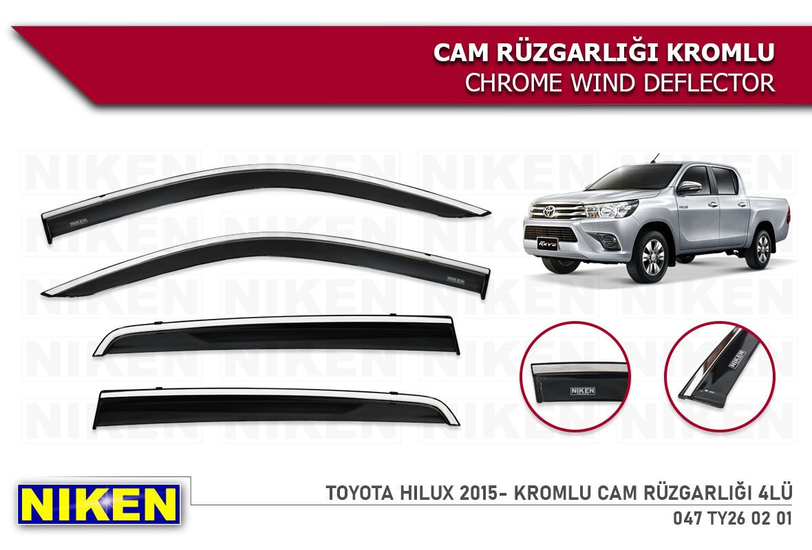 TOYOTA HILUX 2015 2016 2017 2018 2019 2020 KROMLU CAM RÜZGARLIĞI