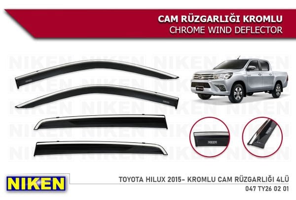 TOYOTA HILUX 2015 2016 2017 2018 2019 2020 KROMLU CAM RÜZGARLIĞI