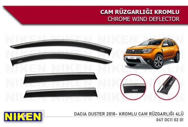 DACİA DUSTER 2018 2019 2020 2021 2022 2023 2024  MODEL KROMLU CAM RÜZGARLIĞI NİKEN