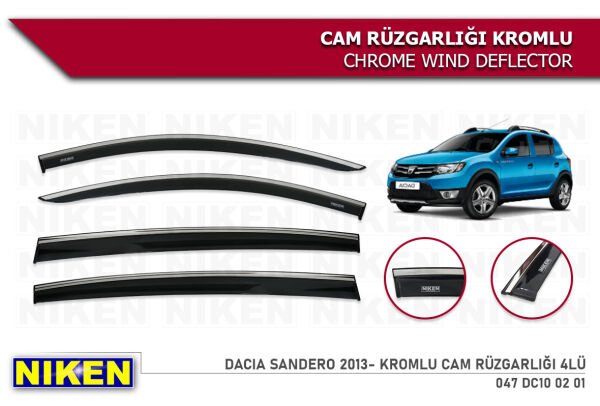 DACİA SANDERO 2013 2014 2015 2016 2017 2018 2019 2020 MODEL KROMLU CAM RÜZGARLIĞI