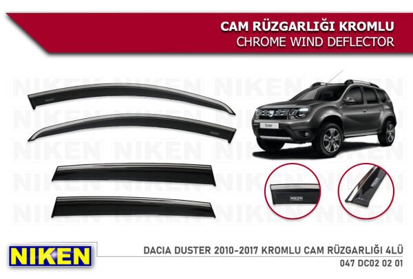 DACİA DUSTER 2010 2011 2012 2013 2014 2015 2016 2017 MODEL NIKEN KROMLU CAM RÜZGARLIĞI