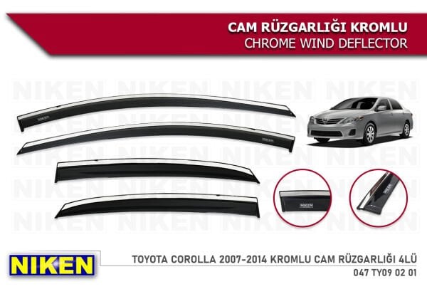 TOYOTA COROLLA 2007 2008 2009 2010 2011 2012 2013 KROMLU CAM RÜZGARLIĞI