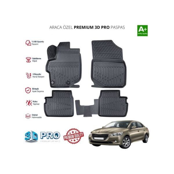 PEUGEOT 301 ARACA ÖZEL 3D PASPAS 2021 2022 2023 2024 2025