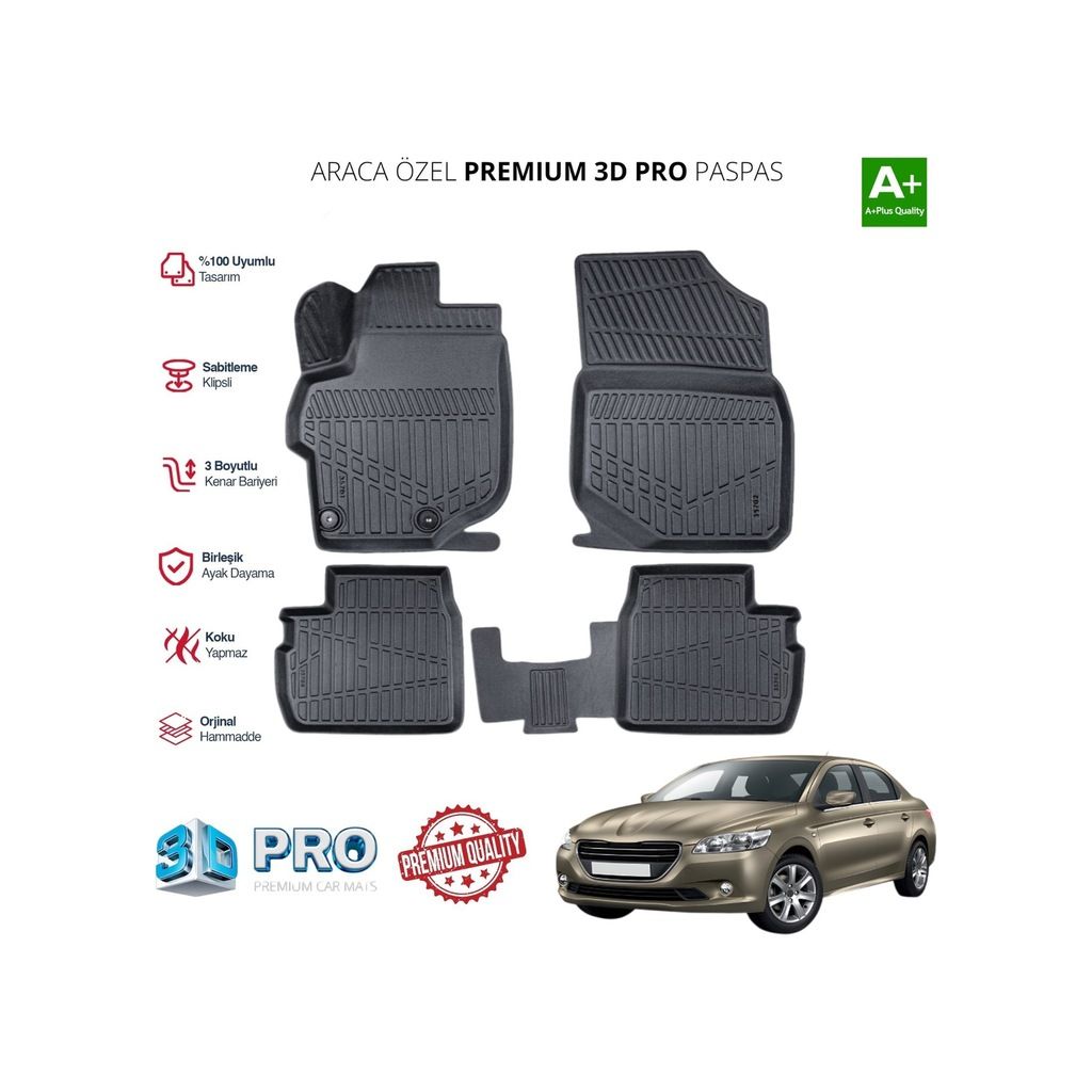 PEUGEOT 301 ARACA ÖZEL 3D PASPAS 2021 2022 2023 2024 2025