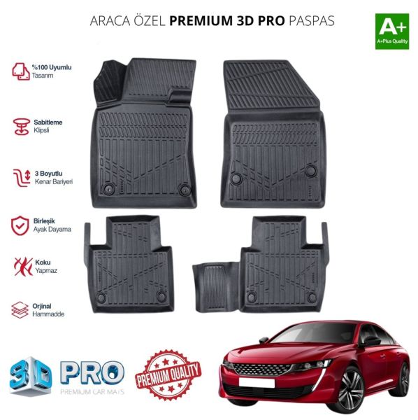 PEUGEOT 508 ARACA ÖZEL 3D PASPAS 2018 2019 2020 2021 2022 2023 2024