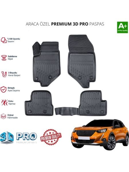 PEUGEOT 3008 ARACA ÖZEL 3D PASPAS 2017 2018 2019 2020 2021 2022 2023 2024