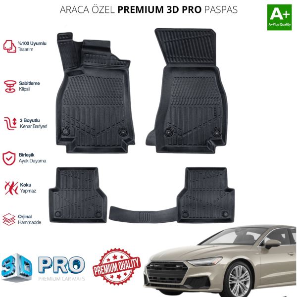 AUDİ A7 ARACA ÖZEL 3D PASPAS  2018 2019 2020 2021