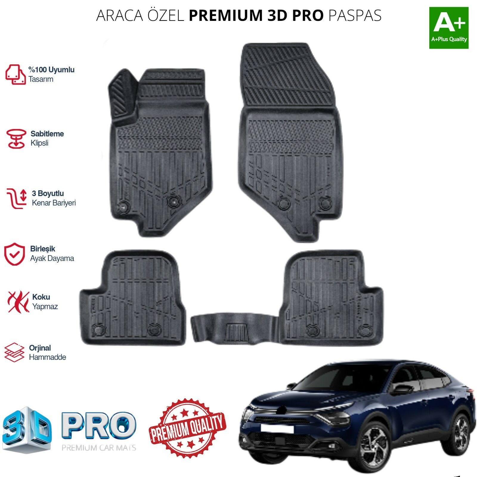 CİTROEN C4X ARACA ÖZEL 3D PASPAS 2022 2023 2024 2025