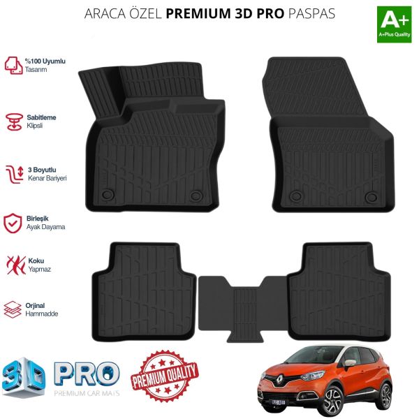 CAPTUR ARACA ÖZEL 3D PASPAS 2013 2014 2015 2016 2017 2018 2019