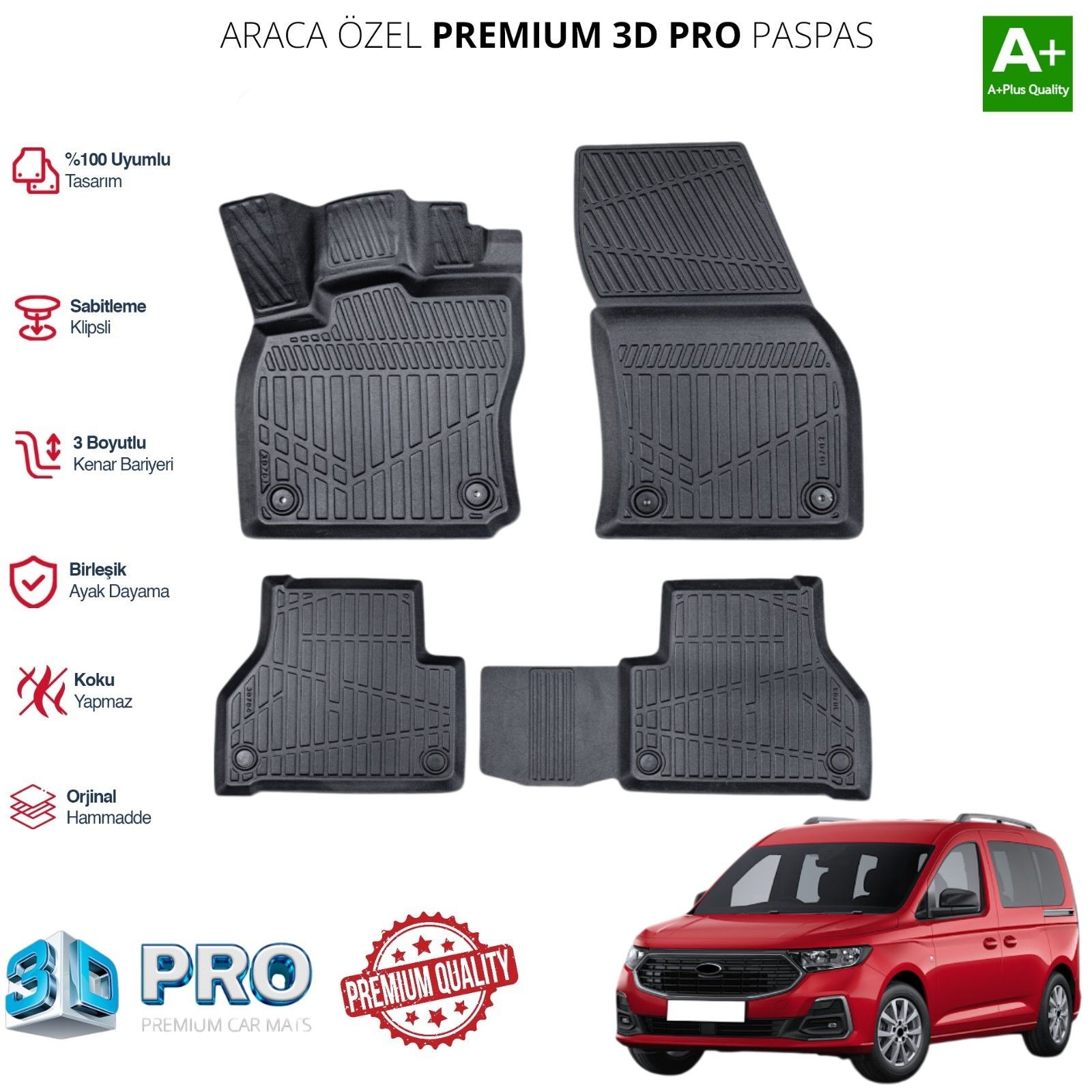 FORD CONNECT ARACA ÖZEL 3D PASPAS 2023 2024 2025 2026