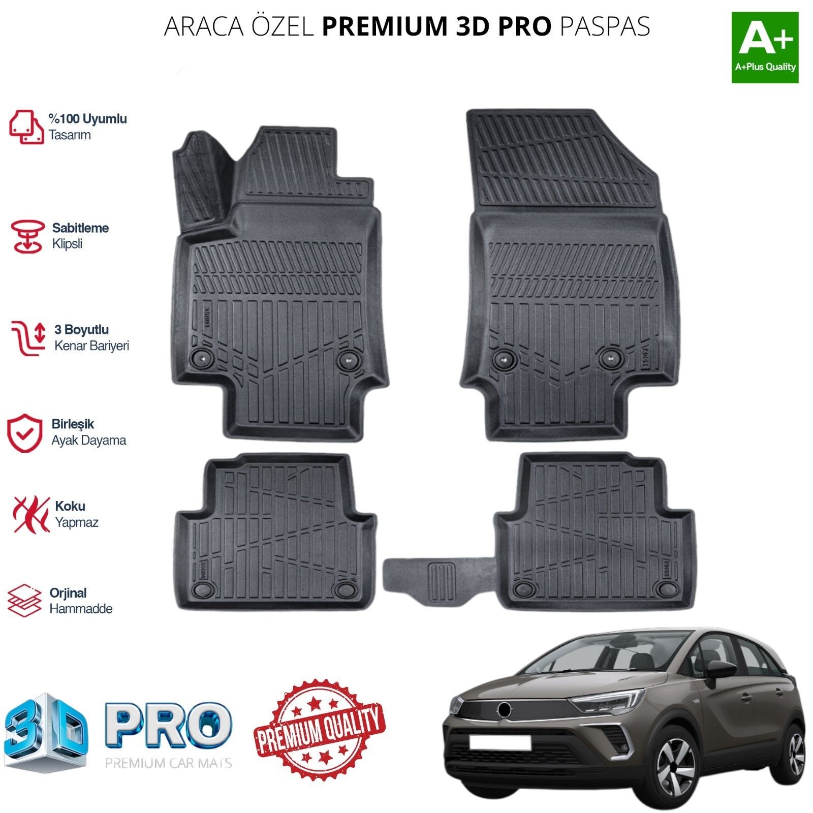 OPEL CROSSLAND ARACA ÖZEL 3D PASPAS 2020 2021 2022 2023 2024