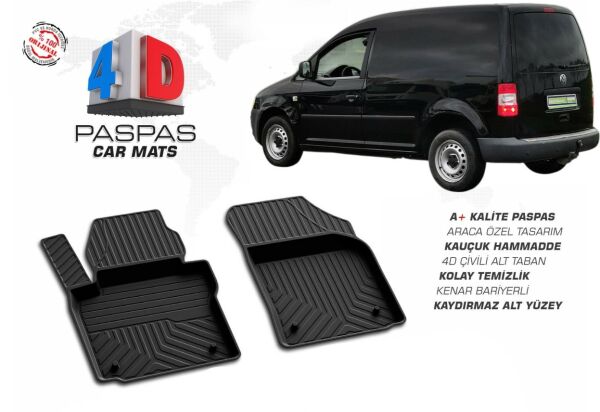 Volkswagen caddy ön 2 parça 4-D Paspas siyah 2004 2005 2006 2007 2008 2009 2010 2011 2012 2013 2014 2015 2016 2017 2018 2019