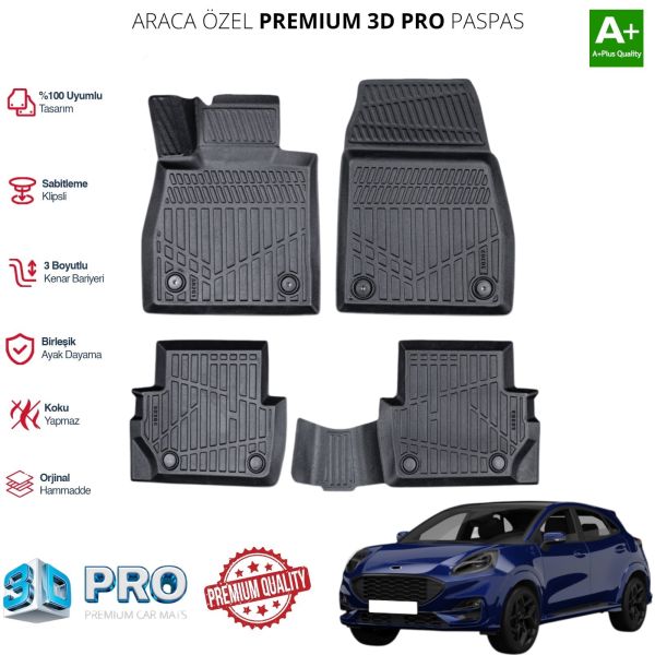 FORD PUMA ARACA ÖZEL 3D PASPAS 2019 2020 2021 2022 2023 2024