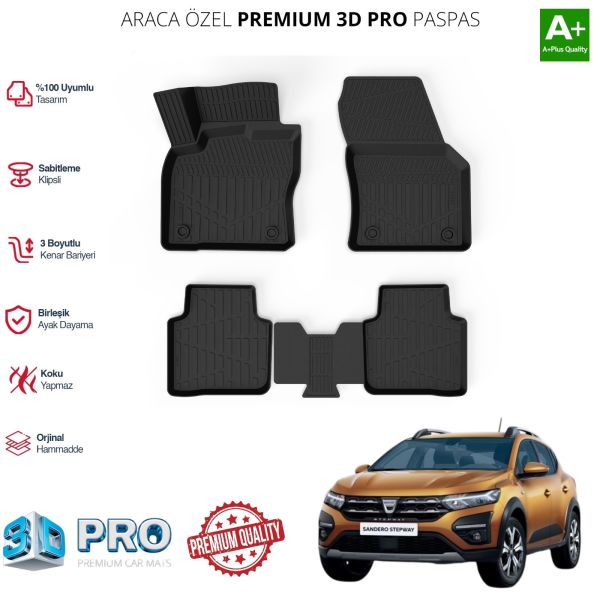 SANDERO ARACA ÖZEL 3D PASPAS 2020 2021 2022 2023 2024