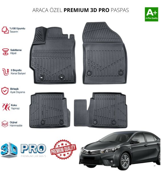 COROLLA ARACA ÖZEL 3D PASPAS 2013 2014 2015 2016 2017 2018