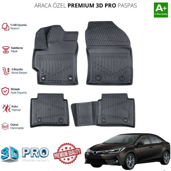 TOYOTA COROLLA ARACA ÖZEL 3D PASPAS 2021 2022 2023 2024 2025